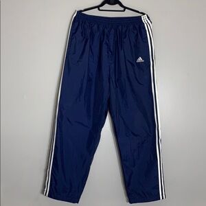 Vintage 90s Adidas Tear Away Navy warm up athletic Pants 3 Stripe men’s XL